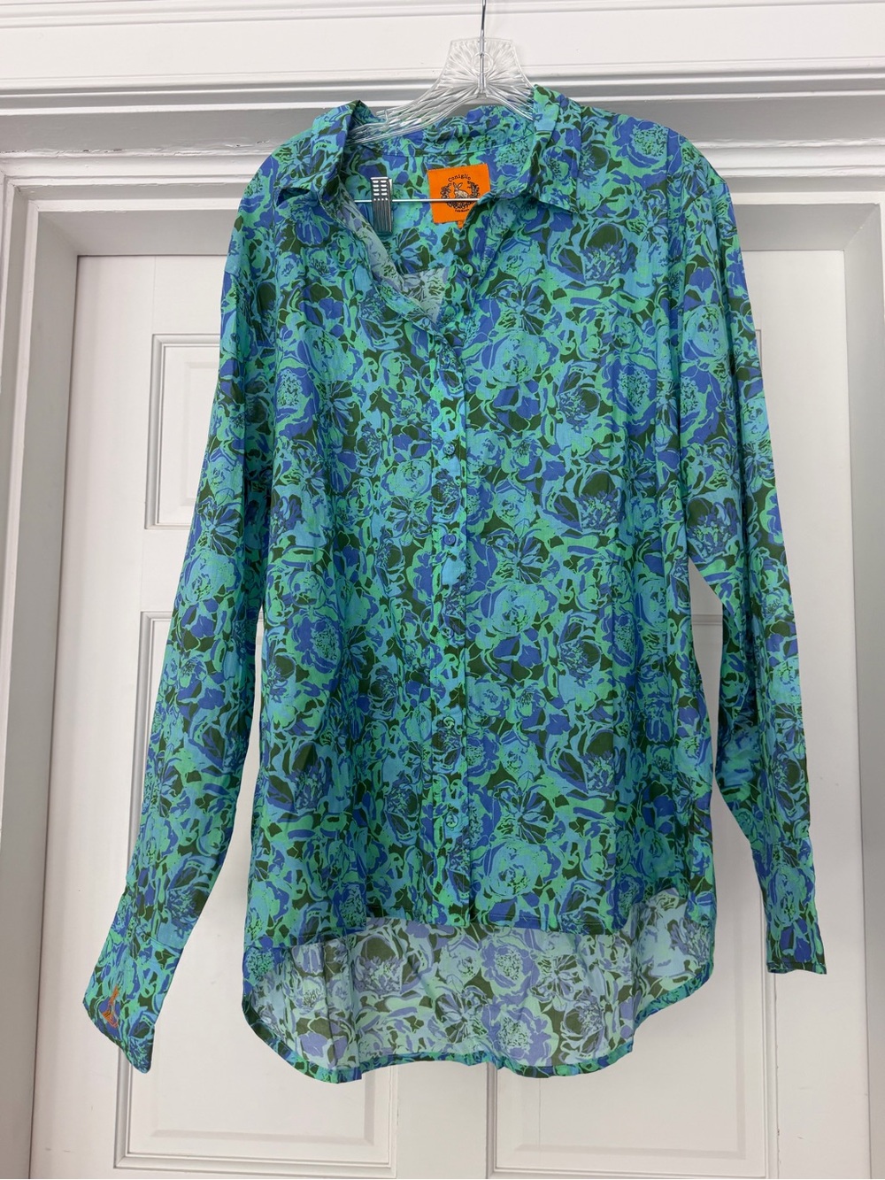 Coniglio Palm Beach peonies jade lagoon cotton gauze